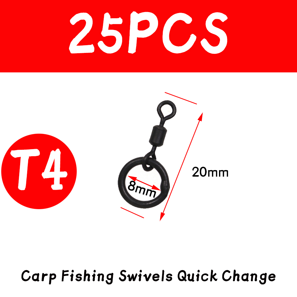 JIGEECARP girelle da pesca alla carpa da 25 pezzi Snap a cambio rapido per attrezzatura da pesca alla carpa attrezzatura da pesca terminale: 25pcs T4
