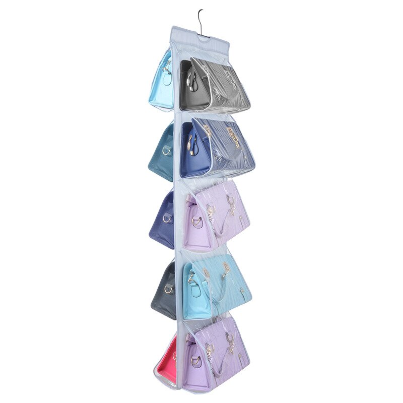 10 Pocket Folding Hanging Handbag Purse Storage Large Clear Holder Anti-dust Organizer Rack Hook Hanger