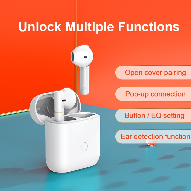 QCY-auriculares inalámbricos T8 con conexión Dual, dispositivo con micrófono magnético, estéreo Bilateral
