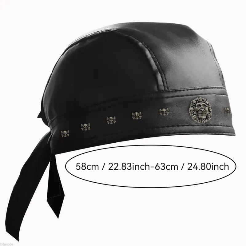 Casque de moto Bandana crâne en cuir noir – d'Halloween paresseux pour cosplay de motard urbain