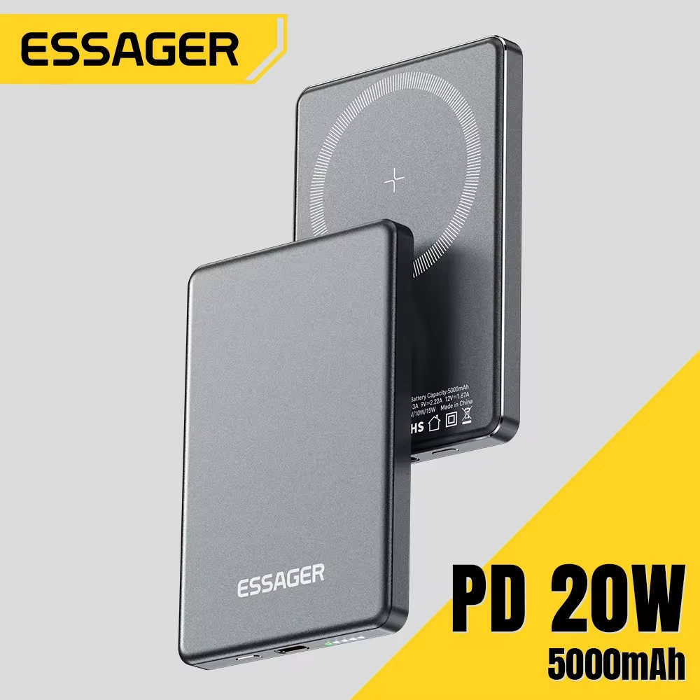 Essager Dunne Draadloze Power Bank Magnetische 20W 5000mAh Draagbare Snel Opladen Externe Batterij voor Magsafe Voor iPhone 16 15 14 13