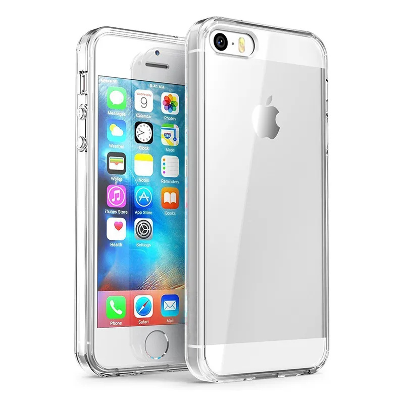Fodral till iphone  se 5s 5 tpu silikon hållbart klart transparent mjukt fodral till apple iphone  se 5s 5 skyddande bakstycke
