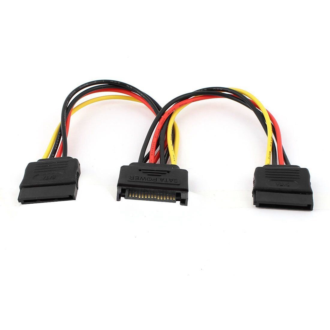 5 pcs 15 Pin SATA Male to 2 SATA Splitter Female Power Cable
