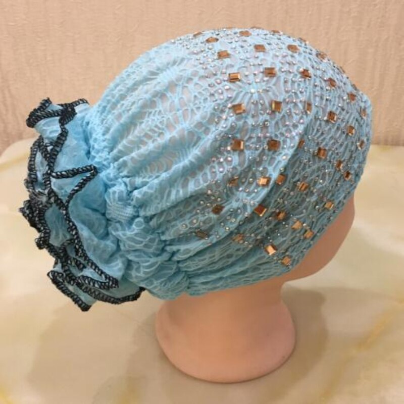 H021 chapeaux musulmans de avec strass, écharpe islamique avec fleur au dos, hijab
