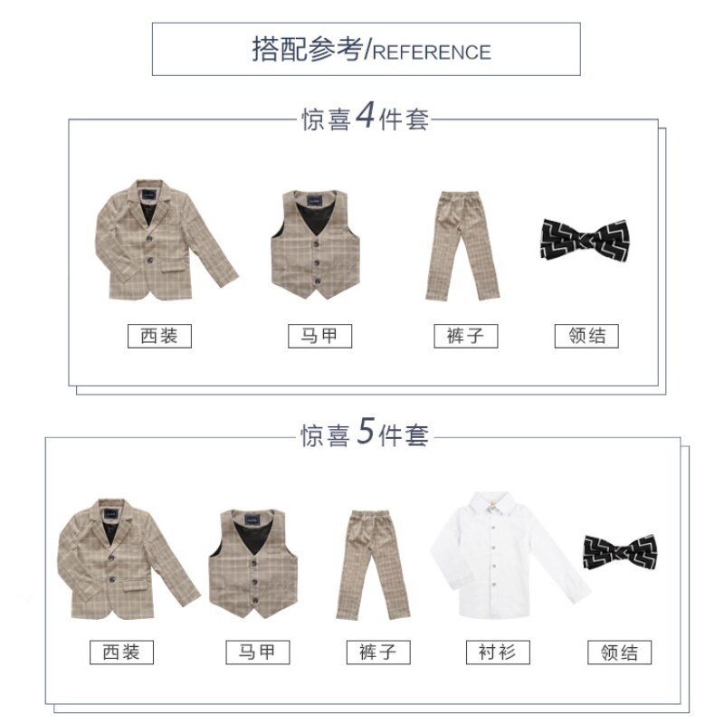 Ragazzi Plaid Suit Jacket bambini smoking abito formale abiti set bambino matrimonio mattina cappotto anello portatore blazer gilet pantaloni costumi