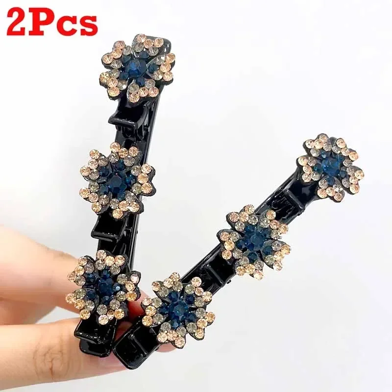 2/4pcs Korean Fixed Headband Hairpin Double Layer Braided Hairpin Hair Hoop Broken Hair Clip Women Hairpin Lazy Hair Accessories: Lavender