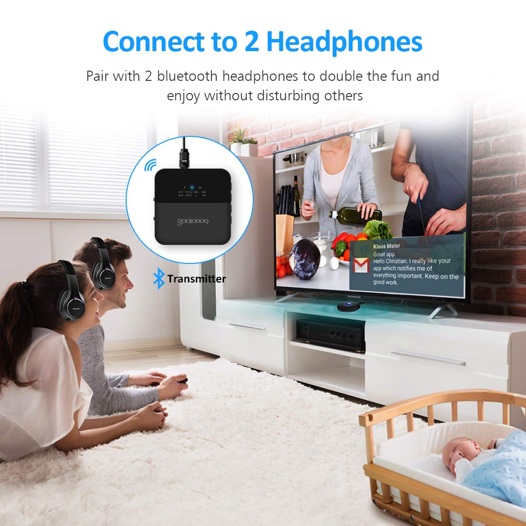 Bluetooth 5.0 Transmitter Receiver 2 in 1 CSR8675 APTX HD LL Adapter RCA/SPDIF/3.5mm Aux Jack for Car Headphone Home Audio TV PC