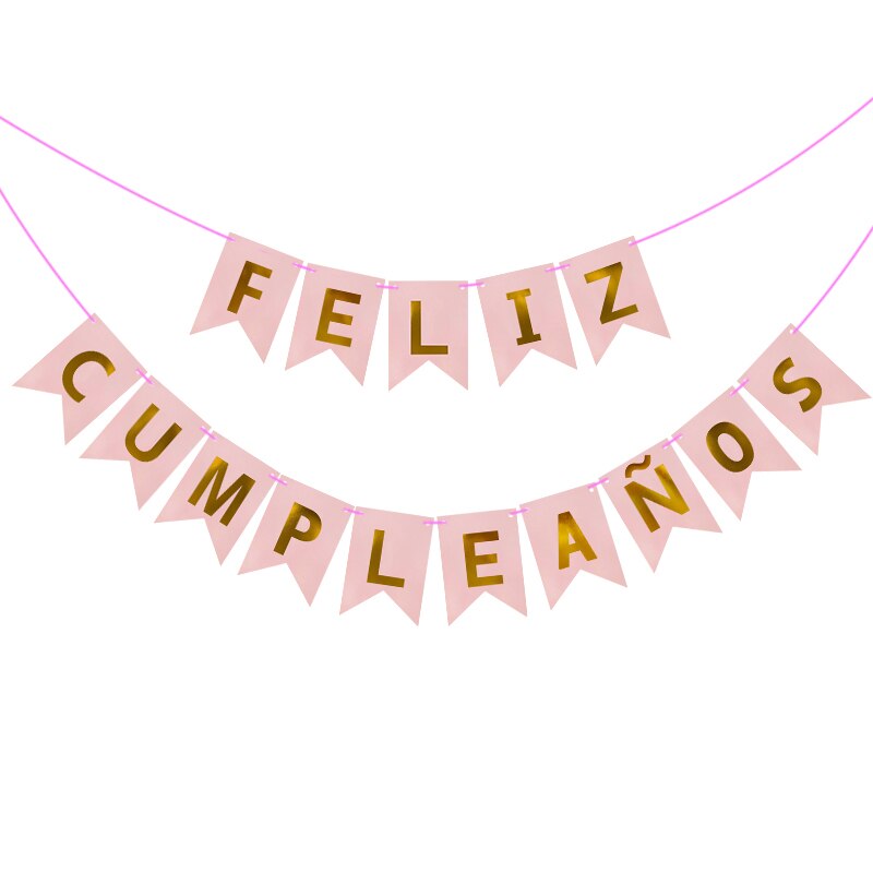 Multicolor Spanish Happy Birthday Paper Banner Alphabet Feliz Cumpleaños Bunting Garland For Birthday Party Hanging Flag Supplie: B03