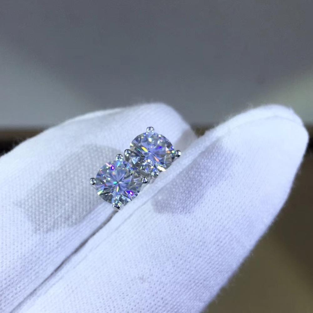 Klassische 4 Klaue 0,3-0,8 ct D Farbe Pass Diamant Test Moissanite Ohrringe 925 Silber Ausgezeichnete Cut Runde Moissanite stud Ohrringe
