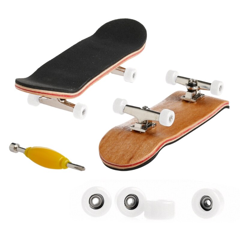 1Set Wooden Deck Fingerboard Skateboard Sport Games Kids Maple Wood Set