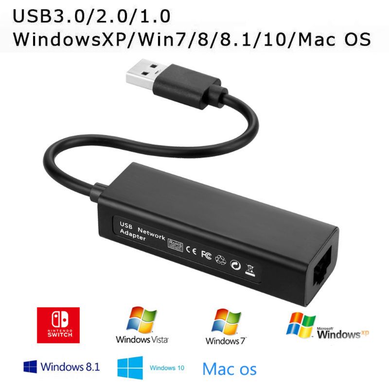 100Mbps USB 3.0 Ethernet Network Card For Nintendo Switch/ For Wii/For WiiU Lan Connection Adapter