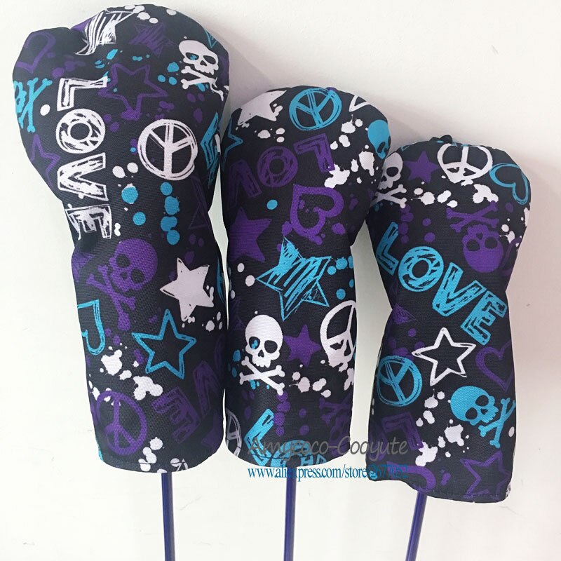 Cooyute Golf headcover PU Skull Golf wood head cover 13.5 Red colour Unisex wood Clubs head cover: Purple 