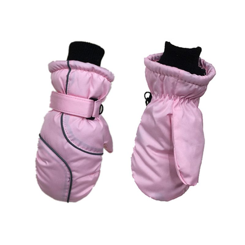 Barn tykke varme sømmer skihansker vanntette vindtette utendørs barn jenter gutter votter guantes: Rosa