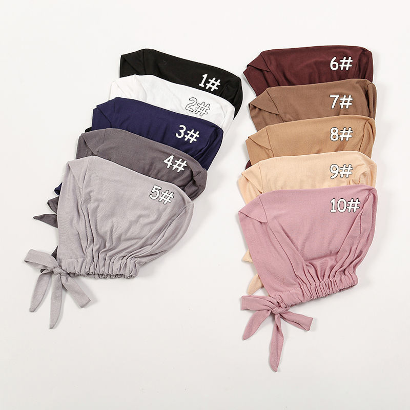 Gekreuzte Stirn Kappen Frauen Innere Hijab Unterkappe Muslimischen Weiche Modale Turban Gummiband Kappen Einfarbig Unterseite Hütte Untertuch