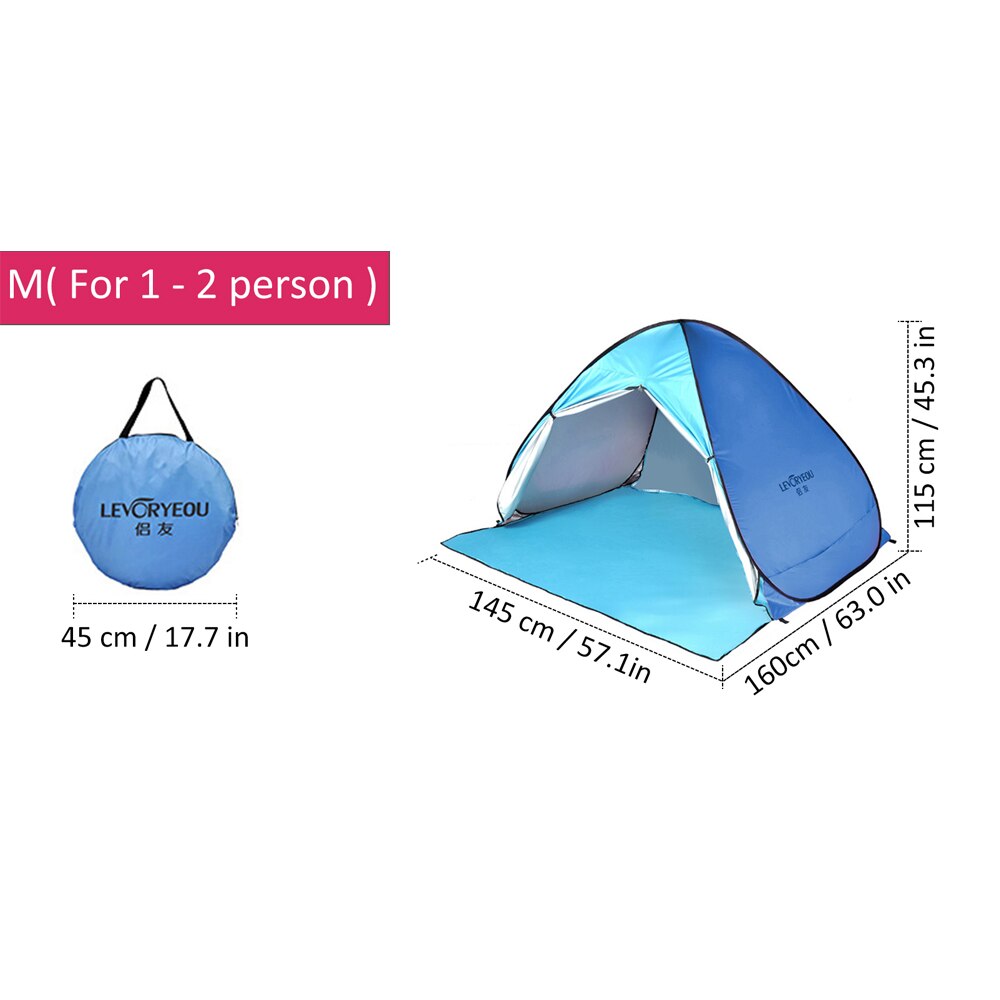 Automatic Instant Pop Up Tent Potable Beach Tent Lightweight Outdoor UV Protection Camping Fishing Tent Cabana Sun Shelter: Curtain Blue M