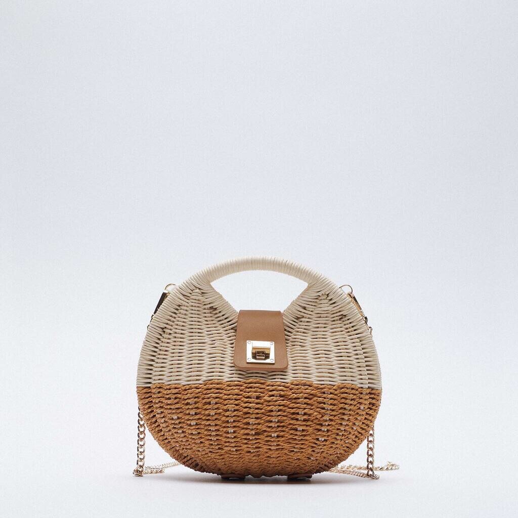 Bolsos de mimbre con cadena redonda para mujer, carteras de mimbre de , bolsos de hombro tipo bandolera, bolso de mano bohemio: Default Title