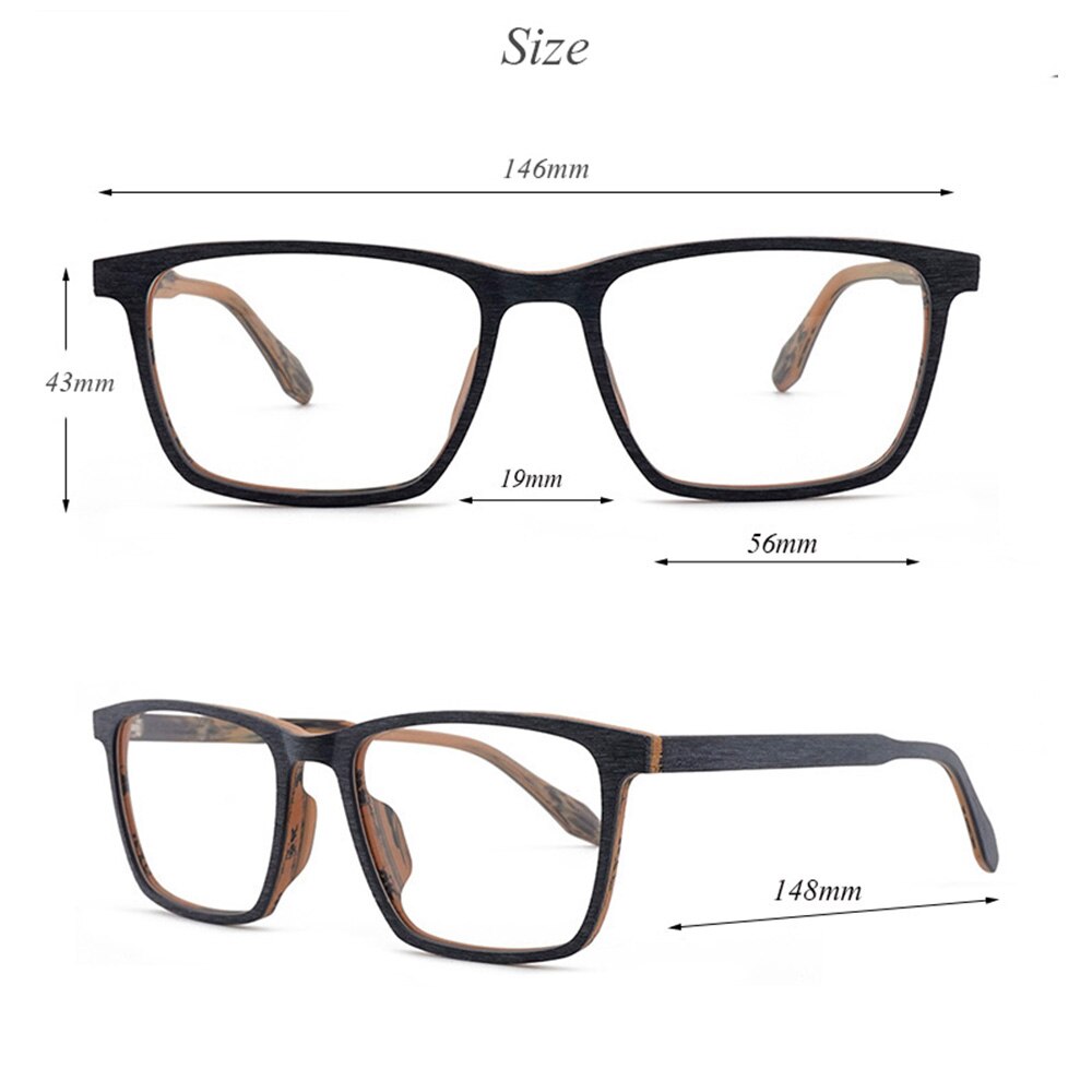 HDCRAFTER Optical Prescription Glasses Frame Men Wood Myopia Progressive Eyeglasses Frame Clear Transparent Spectacles Eyewear