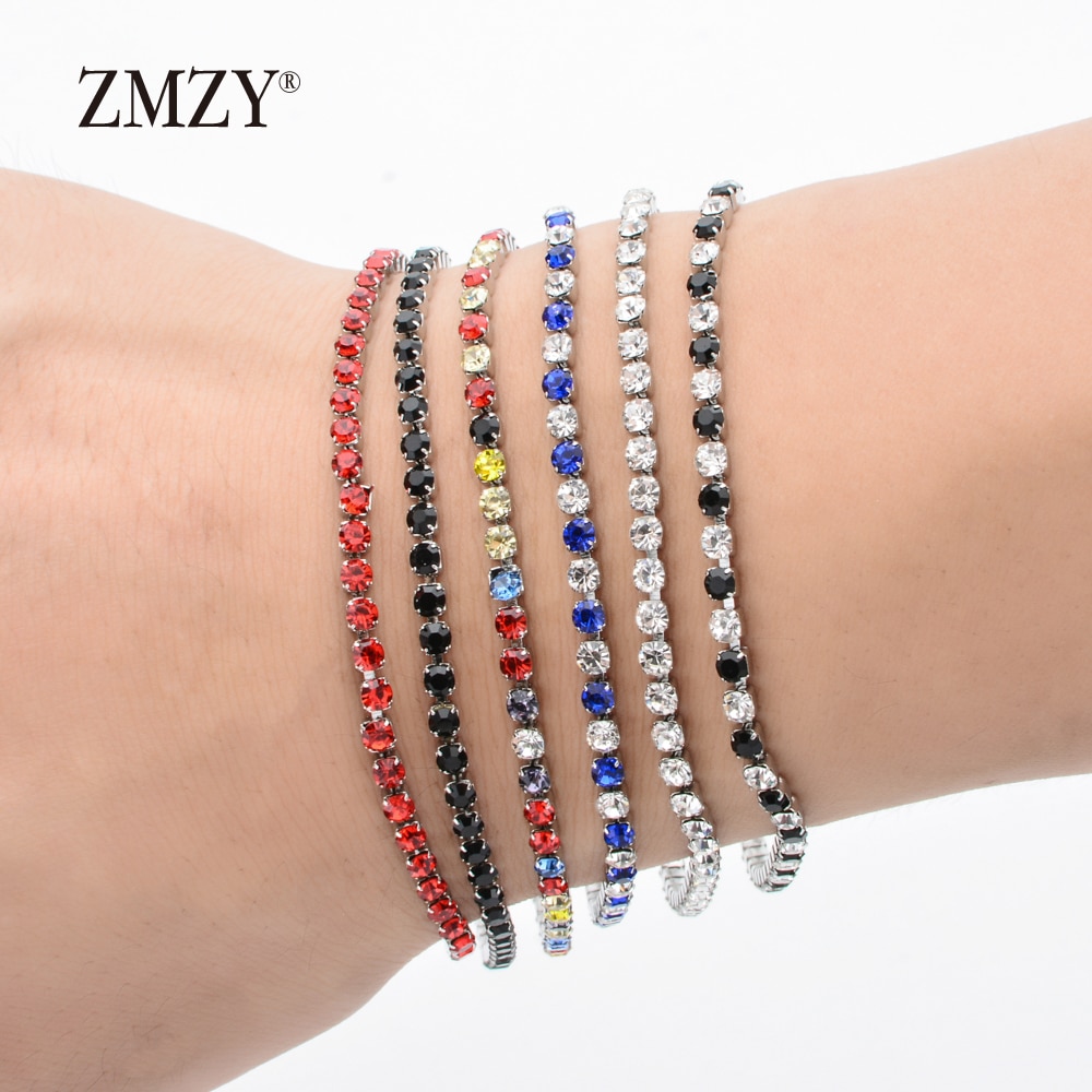 ZMZY 304L Bracelet en acier inoxydable strass brillant cubique zircone Tennis lien Bracelets pour femmes bijoux de mariage