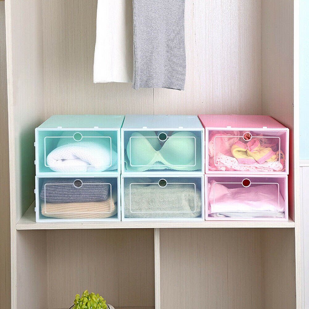1pc Transparent Clear Plastic In Order Shoe Storage Box Shoe Hanger Boxes Organize