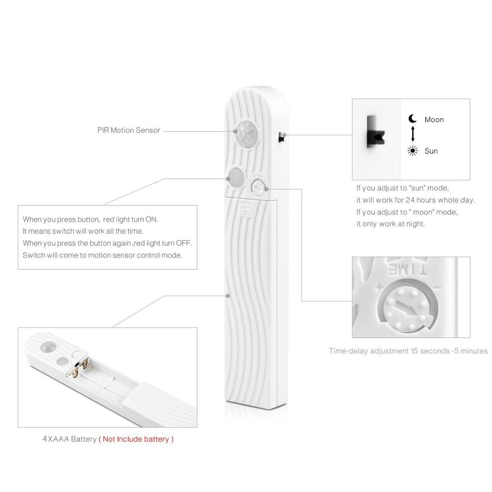 5v bevegelsessensor smart lampe automatisk på/av led stripe 1m 2m 3m led tape nattbord trapper garderobe natt sikkerhetslampe batteristrøm