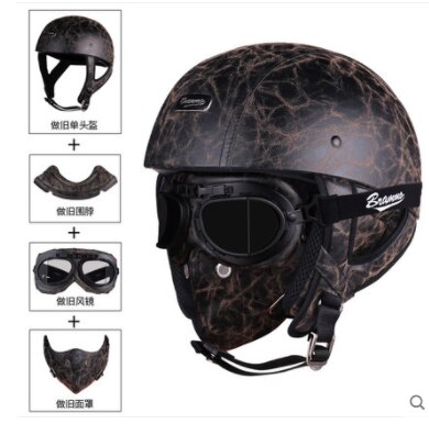 Brammo Moto Rcycle Helm Vintage Pu Leer Half Helm Moto Rbike Helm Moto Casco Bril En Masker