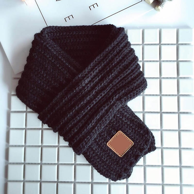 Foulard bébé, mignon, écharpe, pour cou, couleur unie, pour garçons et filles: black