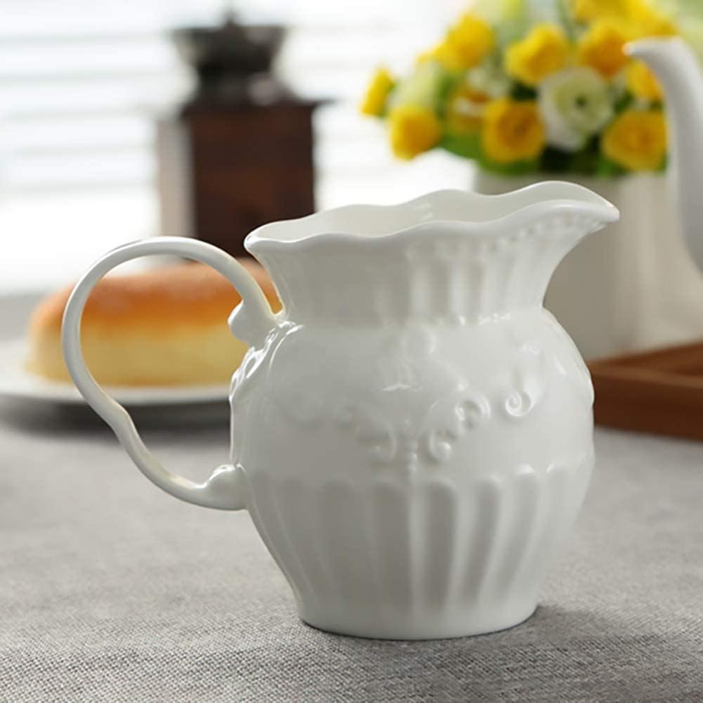 Ceramic White Creamer and Sugar Set with Lid