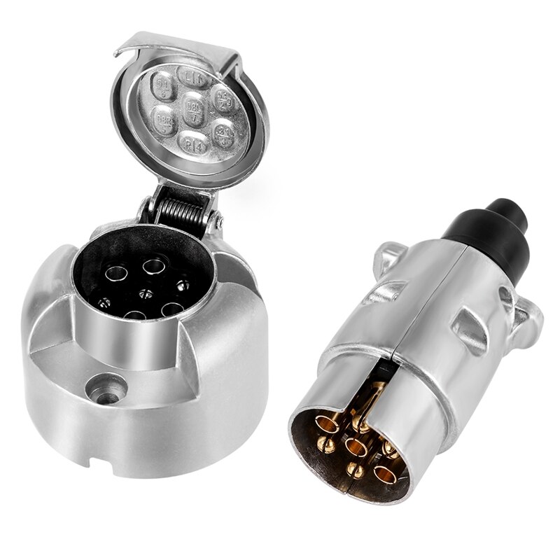 7 Pin Trailer Plug Socket Metal Trailer Connector Car Electric 12V Sockets Towbar Towing Trailer Connectors Adapter Converter