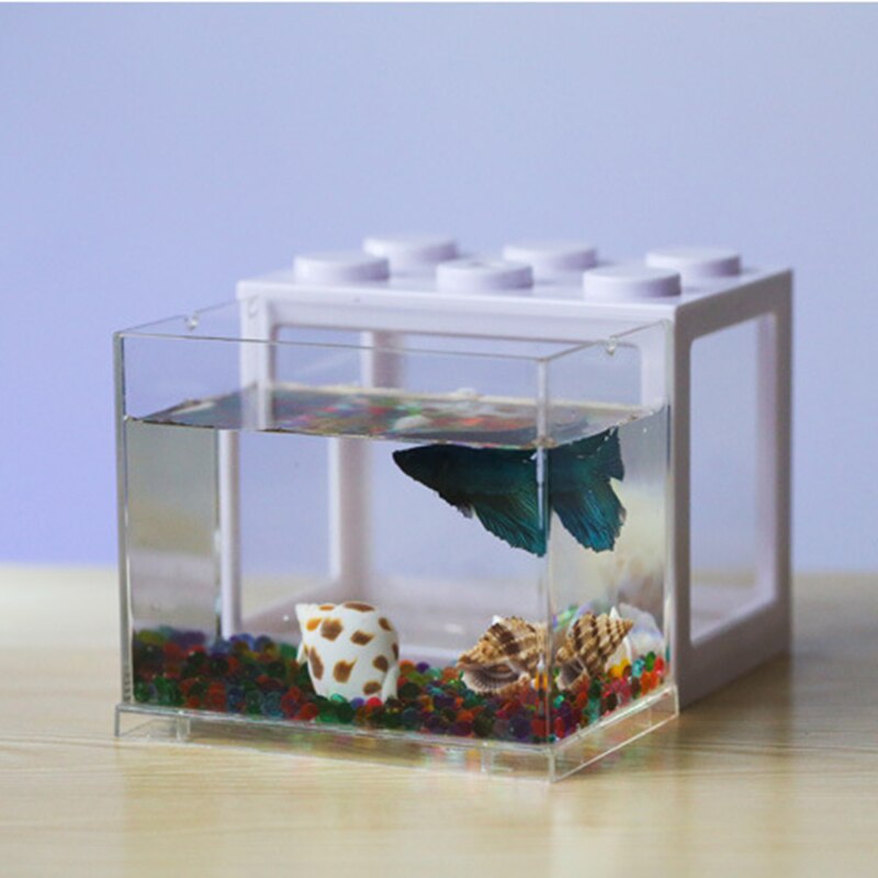 Mini acuario Betta de 7 colores, pecera creativa Combinable, ecológica, caja de orugas para pecera, Micro paisaje de acuario DIY