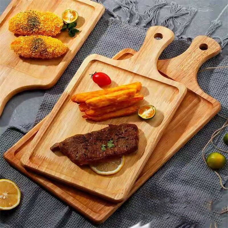 Wooden Pizza Board Tray Simple Steak Board Solid Wood Chopping Board Dishes Plate Tableware