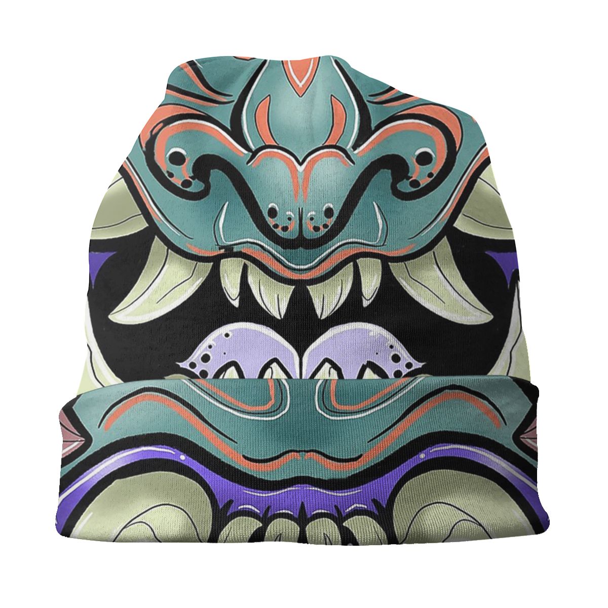 Oni Face Oni Demon Japanese Fangs Samurai Japan Cap Hip Hop Ski Skullies Beanies Hats Male Warm Multifunction Bonnet Knit Hat
