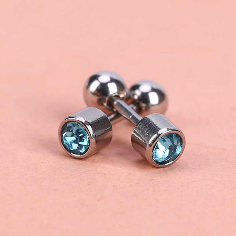 1 paar Medizinische Edelstahl Kristall Schraube Runde Ball Stud Ohrringe Ohr Knochen Nagel Knorpel Ohrring Ohr Piercing Körper Schmuck: Color 11
