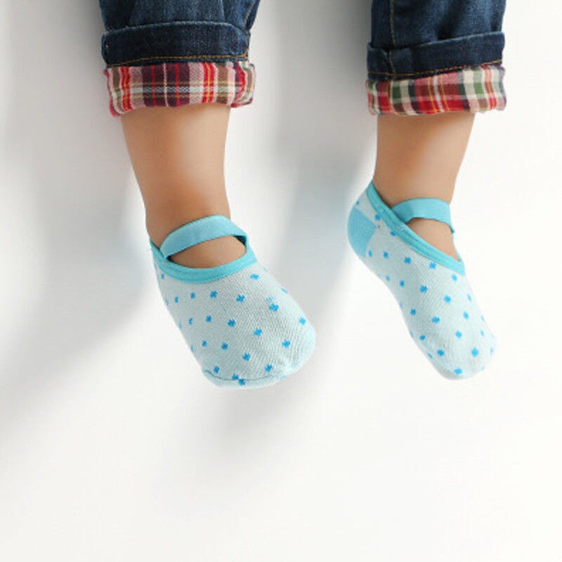 2 pairs/lot 5 Colors 1 pair Cute Toddler Anti Slip Socks Infant Baby Non Skid Cotton Socks 12-24 Months: Blue
