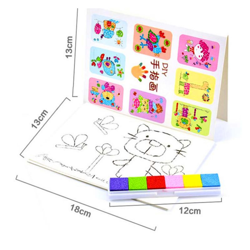 8PCS/set Finger Painting Card 6 Colors Ink Pad Stamp Cartoon Animals DIY Learning Education Drawing Toys For Children Kid
