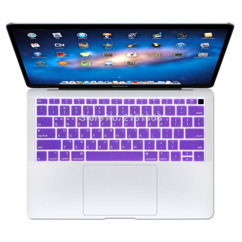 Koreansk sprog silikone tastatur cover hud til macbook nyeste air 13 tommer release  a1932 med nethinde display os layout