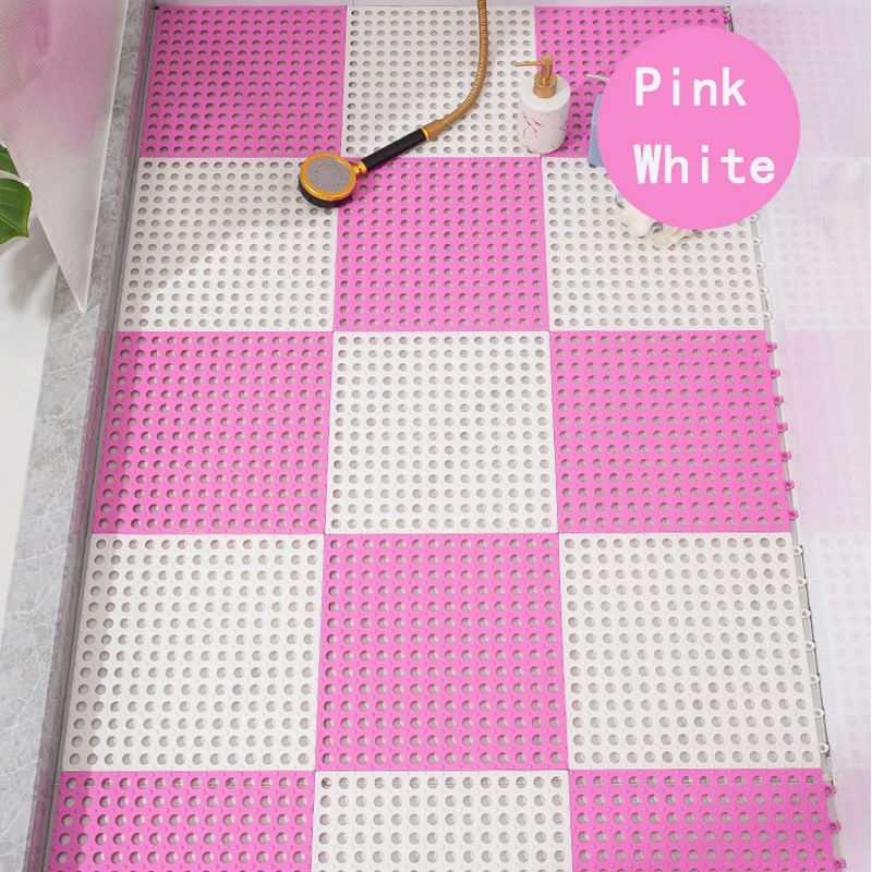 Thickened 30x30cm Bathroom Non-slip Mat Household Bathroom Splicing Patchwork Grounding Mat Feet Mats BathShower Waterproof Mats: BROWN / 1700MMx2400MM