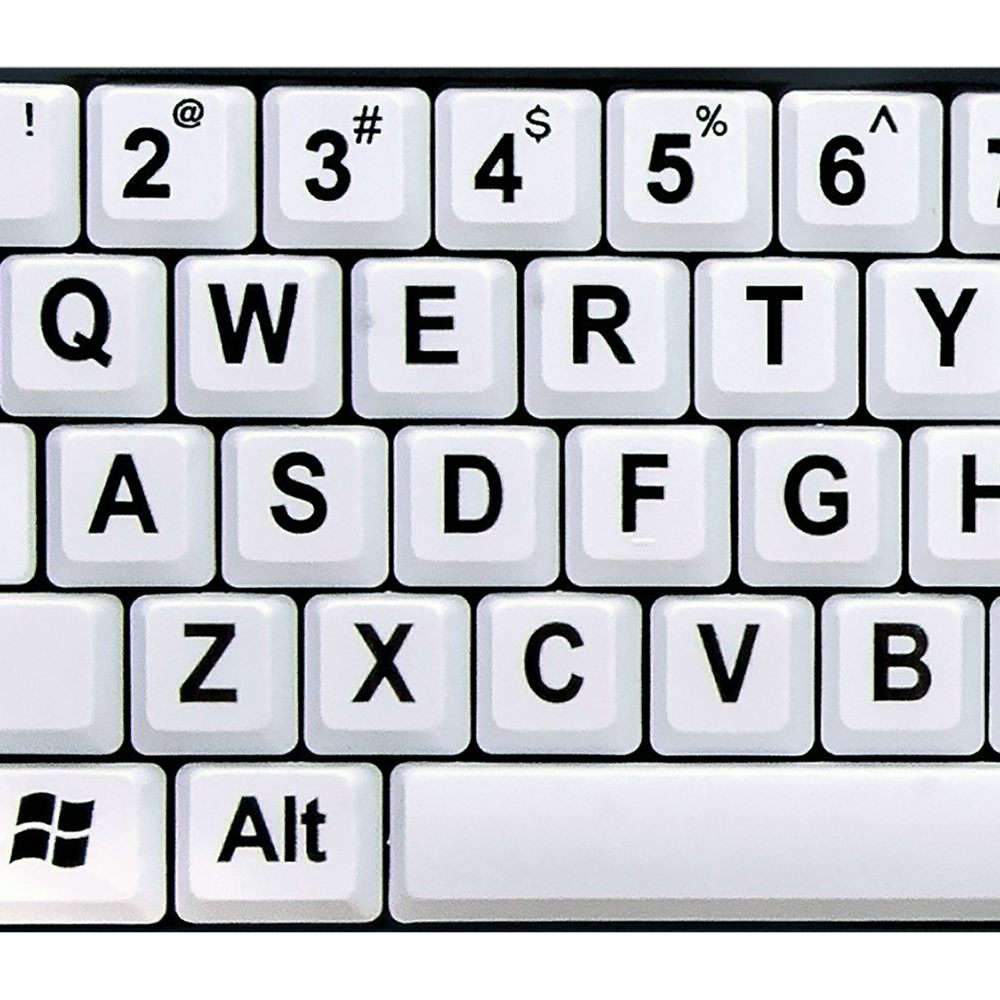 104Key USB Wired PC Computer Keyboard High Contrast Large Print White Keys Black Letter for Old People Visual Impairments People
