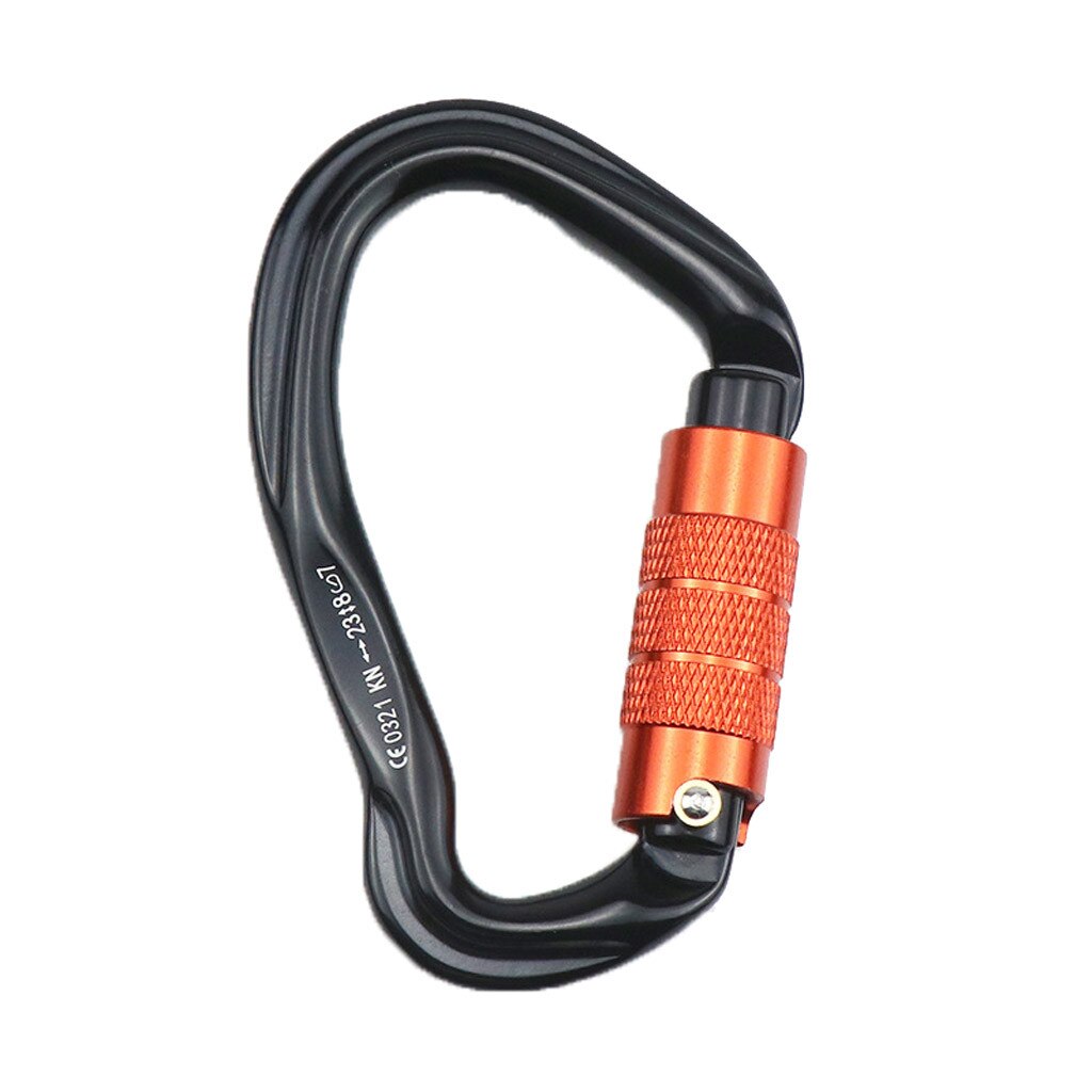 Carabiner Clip Climbing Auto Locking Carabiners Clips Lock And Heavy Duty D Shaped Suit For Rappelling Alloy Carabiner: BK