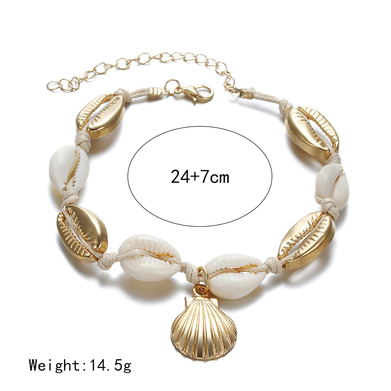 Vintage Gold Kleur Enkelband Vrouwen shell pailletten Kralen Geometrische Armband Charm Bohemian Enkelband Boho Beach Voet Sieraden