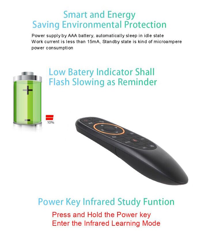 G10 Air Voice Control Maus Mit Usb-empfänger 2,4G Gyro Sensing Mini Wireless Smart Remote Für Android TV BOX HK1 X96 Mini