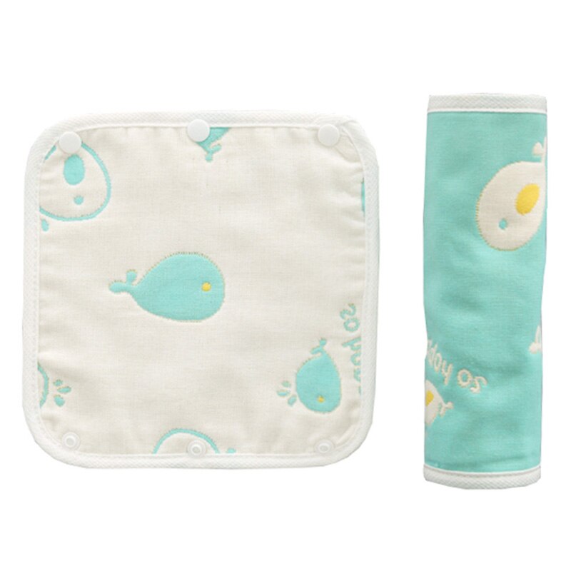 Bebê suprimentos de algodão puro padrão dos desenhos animados impressão saliva toalha espessada fivela escura alimentação toalha 2ps quente: H