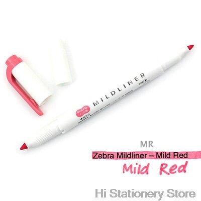 branded Zebra MildLiner Highlighter Marker Double-Sided Round Toe/Oblique Mild 15 Color for Choose Office and School Supply: Mild Red 1PC