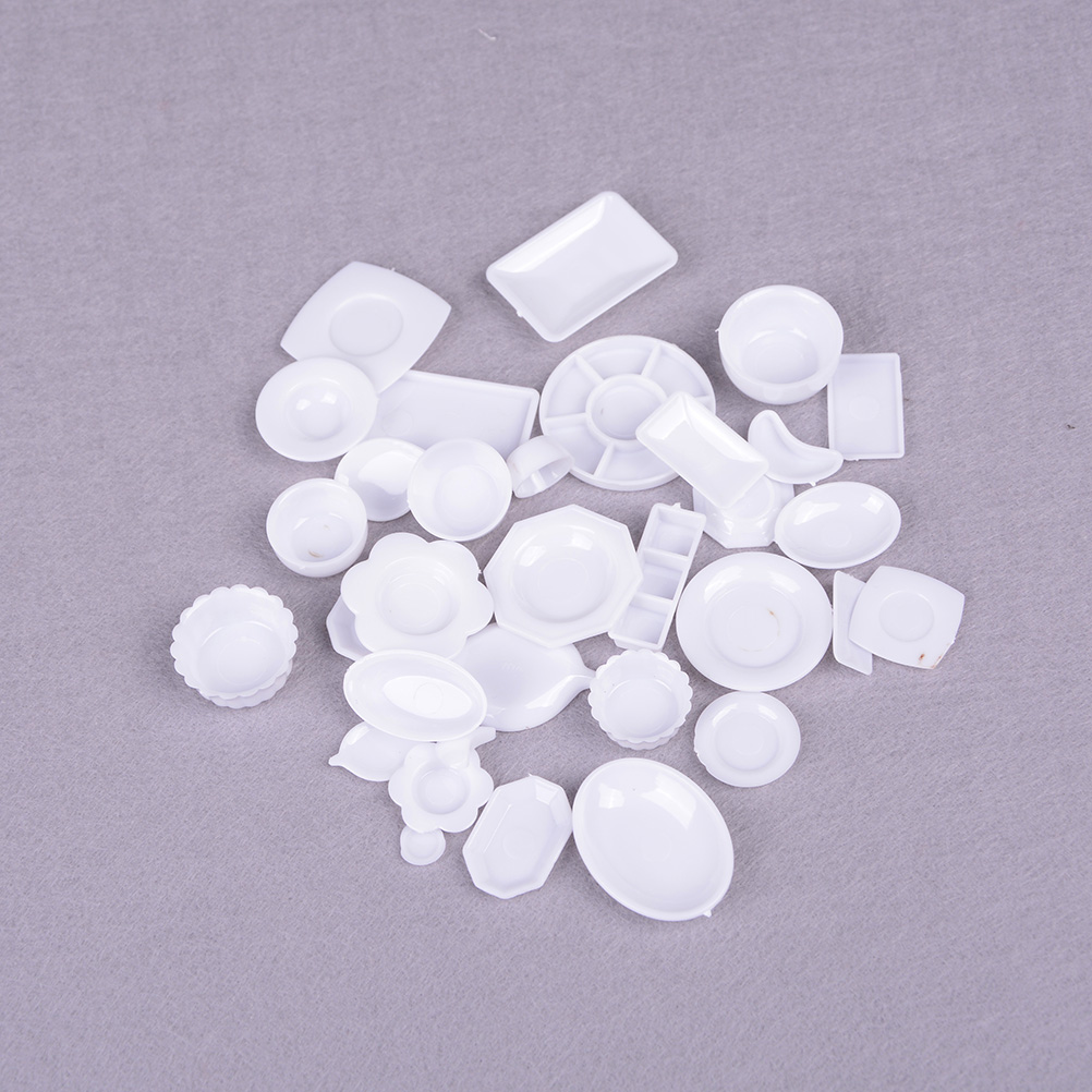 33 teil/satz Küche Acryl Mini Geschirr Miniaturen Tasse Erzähler Erzähler Dekor Spielzeug für freundlicher Mädchen für freundlicher Puppe Zubehör