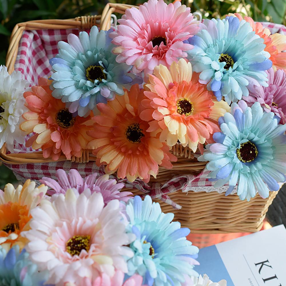 7Pcs/lot 23cm Artificial African Daisy Flowers Silk Flower Wedding Bouquet Home Decoration Background Shooting Flowers DIY