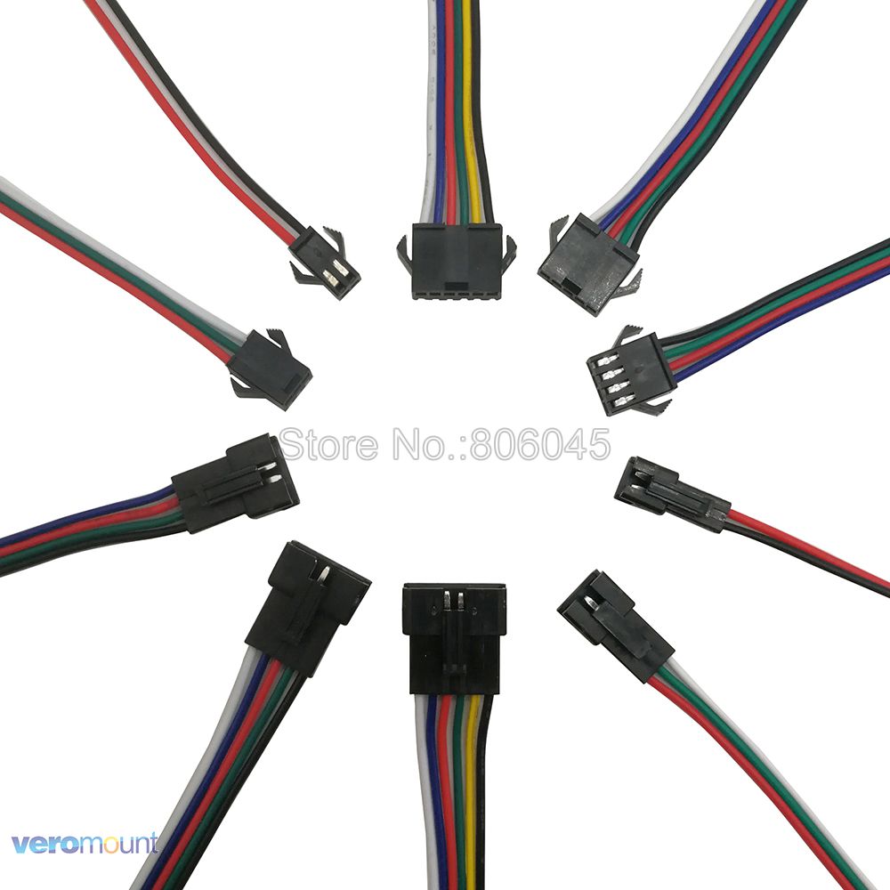 5Pairs 2pin 3pin 4pin 5pin 6pin SM JST LED Connector Male & Female Plug Socket Connector 15cm Wire for RGB RGBW RGBWW LED Strip
