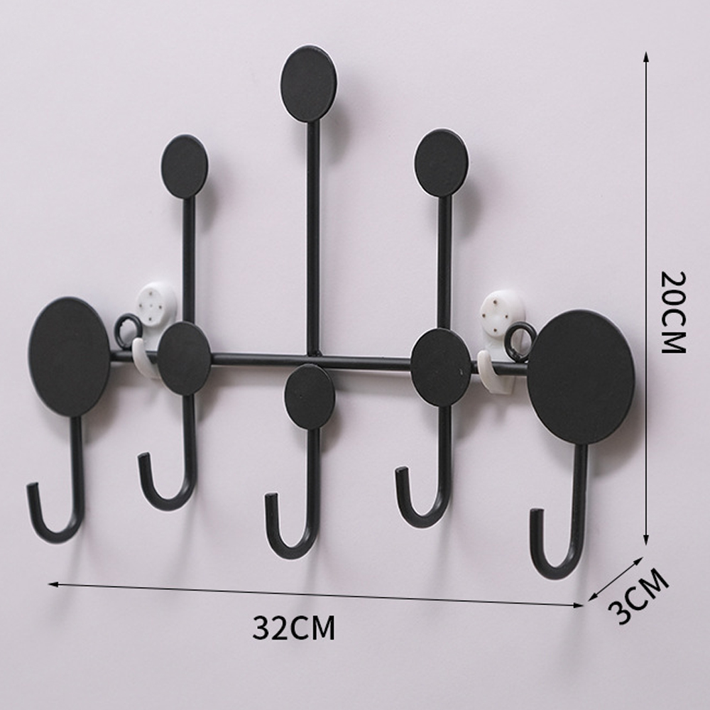 Bathroom Living Room Wall Shelf With Hook Wall Mounted Lockers Entrance Key Hanging Home Decoration Nordic: Black S