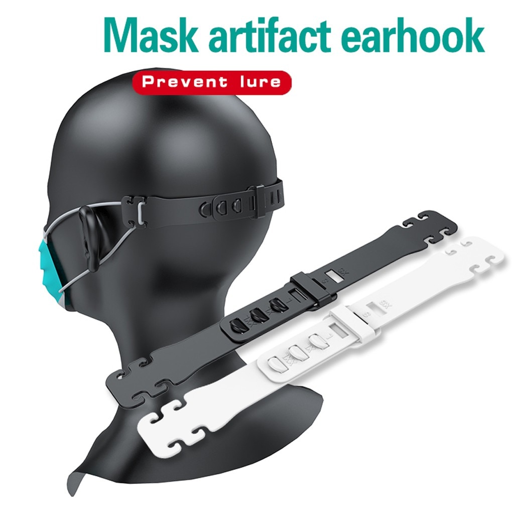 Verstelbare Anti-Slip Masker Oor Grips Extension Haak Gezicht Maskers Gesp Houder Aanpassing Masker Verlengen Riem Voor Masker Zwart wit