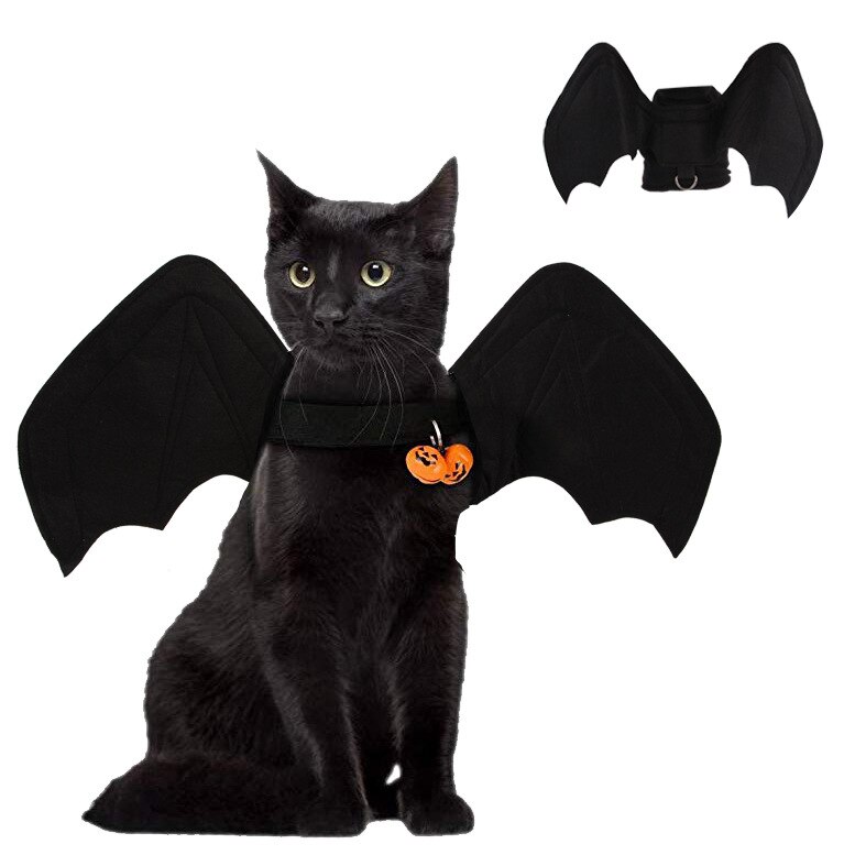 Ropa plegable para mascotas, disfraz de Halloween, alas de murciélago, gato, perro, gato, vestidos de Navidad para gatos: Bat Bell / 32cm 39cm 42cm