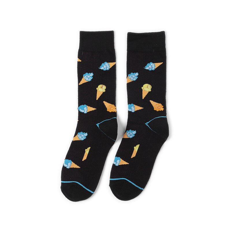 Dessin animé motif impression chaussettes cocotier Kiwi fruits crème glacée ananas insectes oiseau mignon Fun hommes coton chaussette décontracté: 6