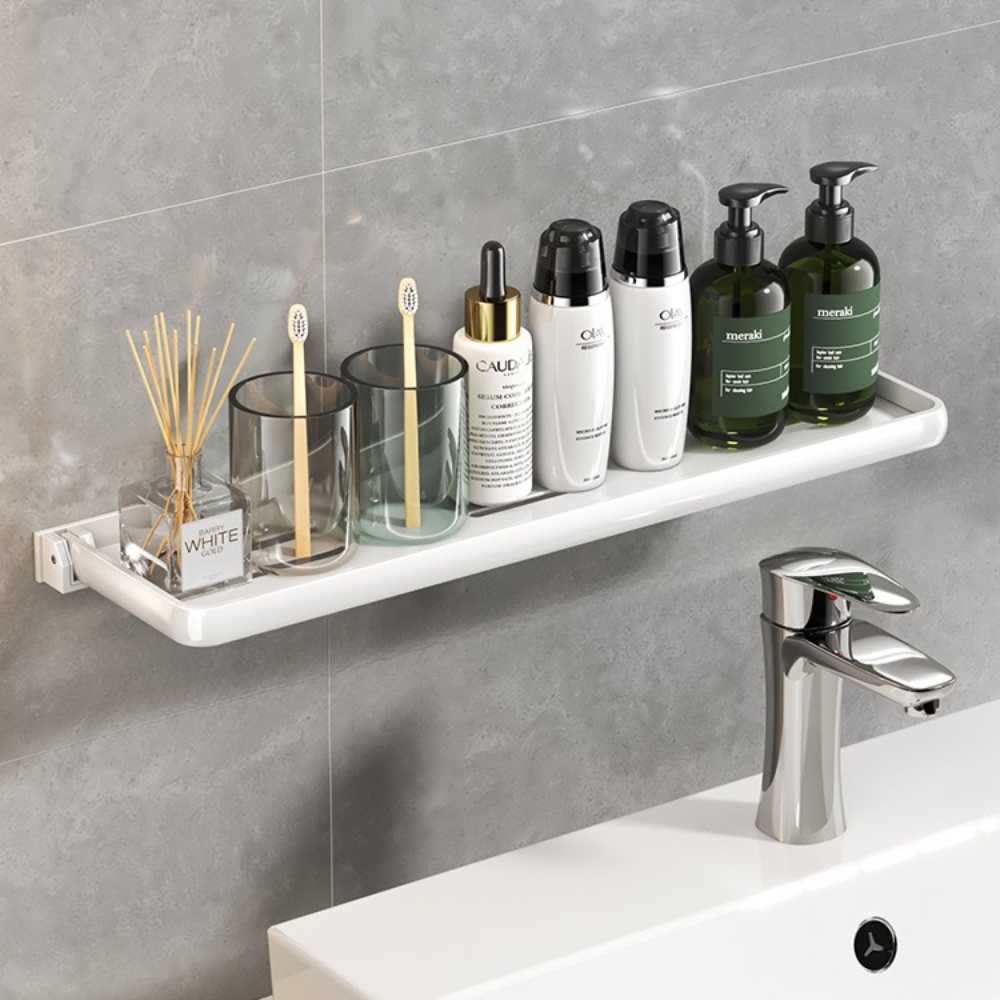 Estantería de aluminio para baño, estante de almacenamiento de desagüe de ducha, estantes de pared de cocina, estante de, sin Taladro